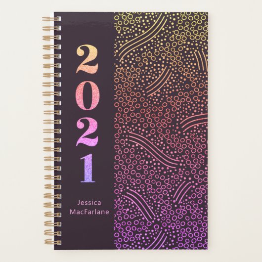 2021 Typografie Iridescent Holographic Confetti Planner (Voorkant)