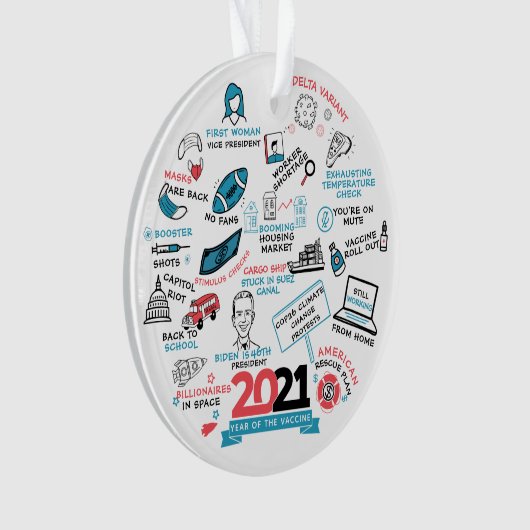 2021 Vaccin jaar kerstfeestdag herdenking Ornament (voorkant)