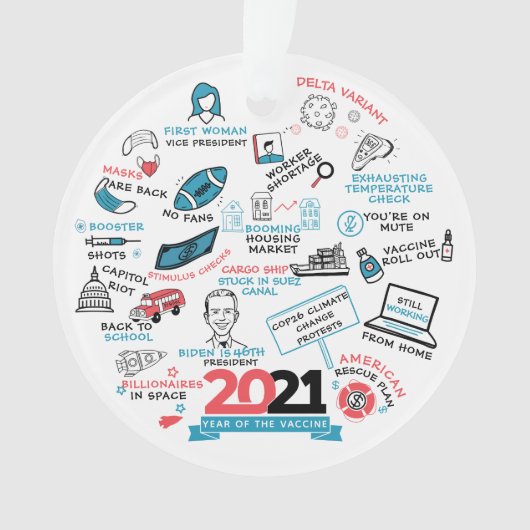 2021 Vaccin jaar kerstfeestdag herdenking Ornament (voorkant)