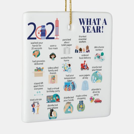 2021 vaccin wat een jaar geïllustreerd keramisch ornament (Rechts)