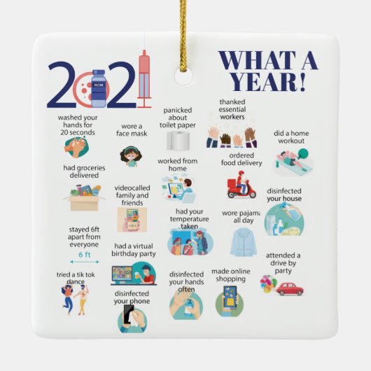 2021 vaccin wat een jaar geïllustreerd keramisch ornament (Achterkant)