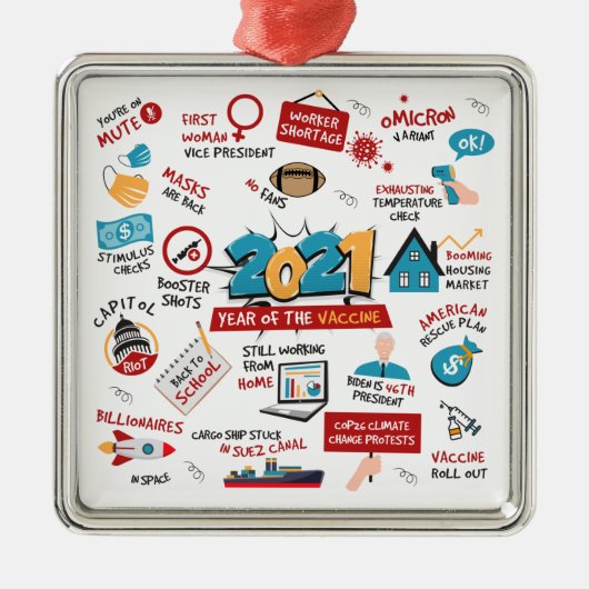 2021 Vaccinatiejaar feestdag kerstboom Metalen Ornament (Voorkant)