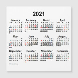 2021 Vakantiekalender door Janz 5x5 Magnet