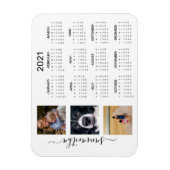 2021 Volledig jaar kalender foto-monogram handgesc Magneet (Verticaal)