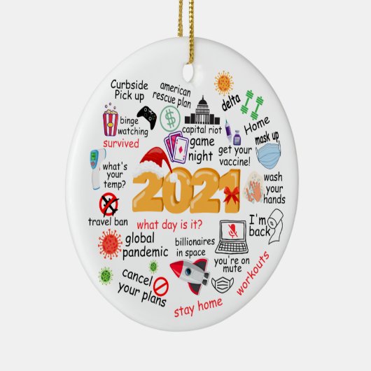 2021 Vreemd kerstrecoratief Keramisch Ornament (Rechts)