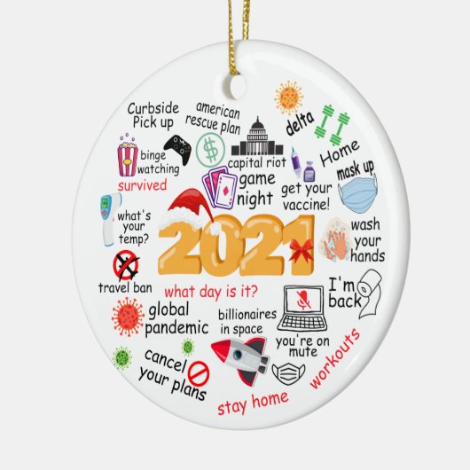 2021 Vreemd kerstrecoratief Keramisch Ornament (Links)