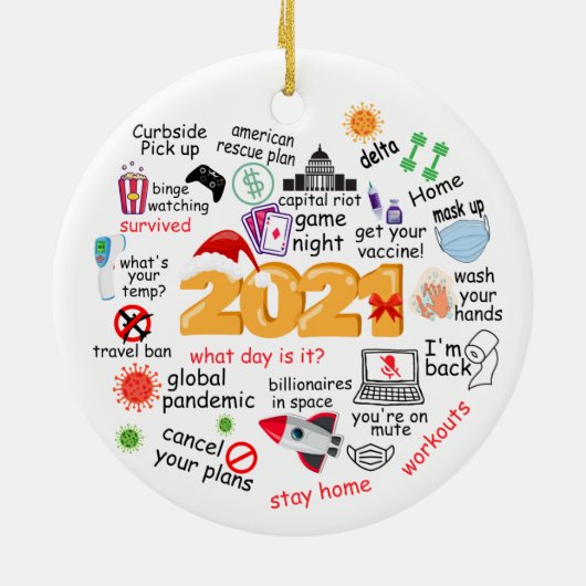 2021 Vreemd kerstrecoratief Keramisch Ornament (Achterkant)