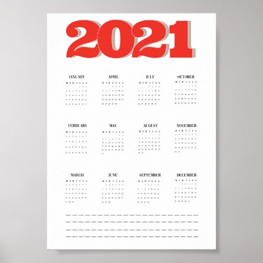 2021 wandkalender poster (Voorkant)