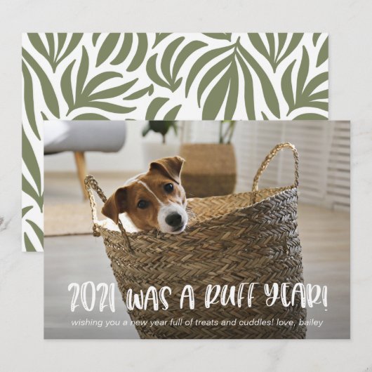 2021 was een ruffjaar van de hondenfoto feestdagenkaart (Voorkant / Achterkant)