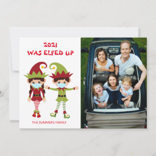 2021 Was Elfed Up Foto Kerstmis Covid Feestdagenkaart
