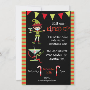 2021 was Elfed Up Funny Cocktail Party Kerstmis Kaart