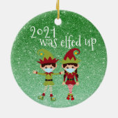 2021 was opgevoed met grappig gelaagd gezichtsmask keramisch ornament (Achterkant)