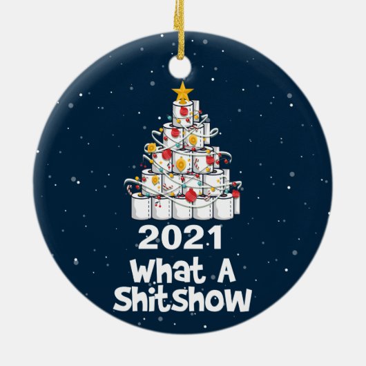 2021 Wat een Shitshow, een wc-papierboom Keramisch Ornament (Achterkant)