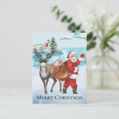 2021 Waterverf van de kerstman met de kerstman Briefkaart (Staand voorkant)