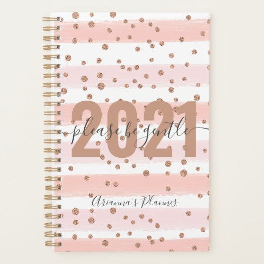 2021 Wees vriendelijk Nieuwjaar Roos Gold Glitter Planner (Voorkant)