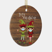 2021 werd opgevoed Funny Covid Face mask Elf Keramisch Ornament (Rechts)