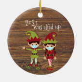 2021 werd opgevoed Funny Covid Face mask Elf Keramisch Ornament (Achterkant)