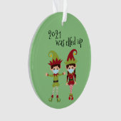 2021 werd opgevoed Funny Covid Face mask Elf Ornament (voorkant)