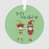 2021 werd opgevoed Funny Covid Face mask Elf Ornament (achterkant)