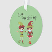2021 werd opgevoed Funny Covid Face mask Elf Ornament (voorkant)