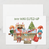 2021 werd opgevoed in Funny Face Mask Santa Worksh Feestdagenkaart (Voorkant / Achterkant)