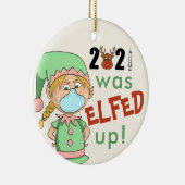 2021 werd opgevoed met grappige kerstboomversierin keramisch ornament (Rechts)