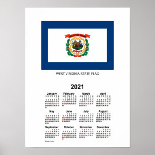 2021 West Virginia Flag Holiday Calendar van Janz Poster