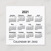 2021 White Calendar van Janz Square Visitekaartje (Voorkant)