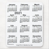 2021 White Large Print Calendar van Janz Muismat (Voorkant)