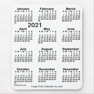 2021 White Large Print Calendar van Janz Muismat