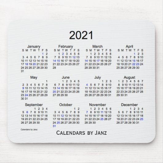 2021 White Smoke Holiday Calendar van Janz Mousepa Muismat (Voorkant)