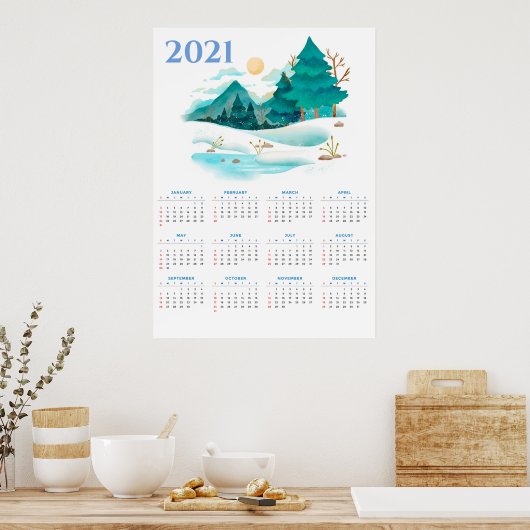 2021 Winterlandschap Kalender Poster (Keuken)