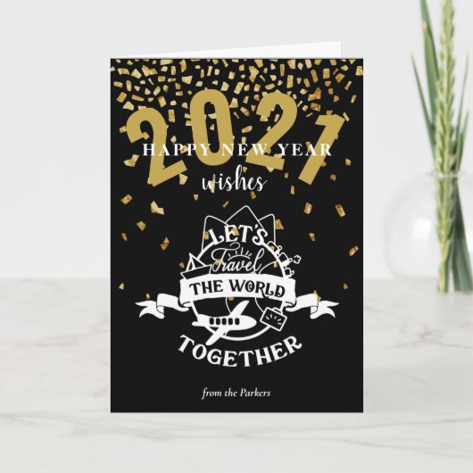 2021 WISSEN | Laten we samen de wereld reizen Feestdagen Kaart (Voorkant)