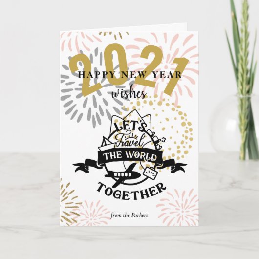 2021 WISSEN | Laten we samen de wereld reizen Feestdagen Kaart (Voorkant)