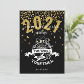 2021 WISSEN | Laten we samen de wereld reizen Feestdagenkaart (Staand voorkant)