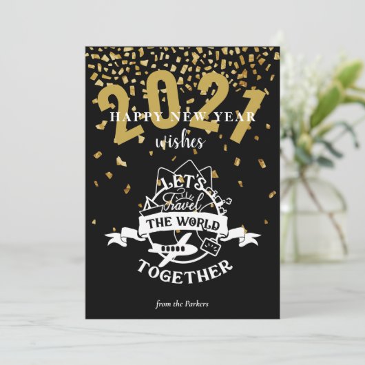 2021 WISSEN | Laten we samen de wereld reizen Feestdagenkaart (Staand voorkant)