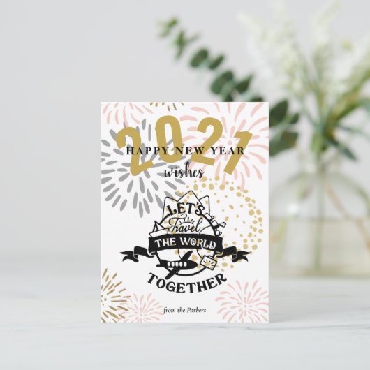 2021 WISSEN | Laten we samen de wereld reizen Feestdagenkaart (Staand voorkant)