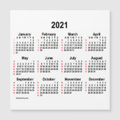 2021 Witte 52 Weken Kalender door Janz 5x5 Magneet (Voorkant)