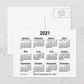 2021 Witte Minikalender van Janz Briefkaart (Voorkant / Achterkant)
