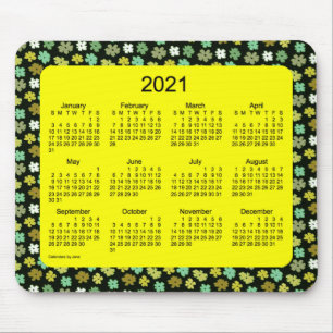 2021 Yellow Flower Power Calendar van Janz Muismat