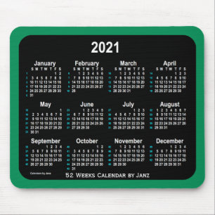 2021 Zee Green Neon 52 Weeks Agenda van Janz Muismat