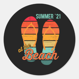2021 Zomer Familie Strand Oceaan Vakantie Matching Ronde Sticker