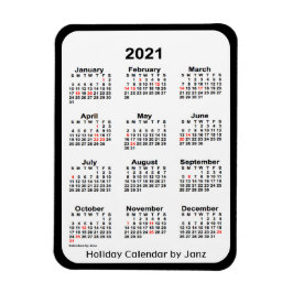 2021 Zwarte feestagenda van Janz Magnet Magneet