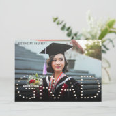 2022025 Moderne Rode Foto Afstuderen Aankondiging (Staand voorkant)