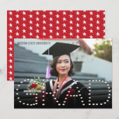 2022025 Moderne Rode Foto Afstuderen Aankondiging (Voorkant / Achterkant)