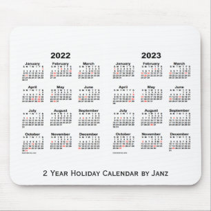 2022-2023 White 2 Year Holiday Calendar door Janz Muismat