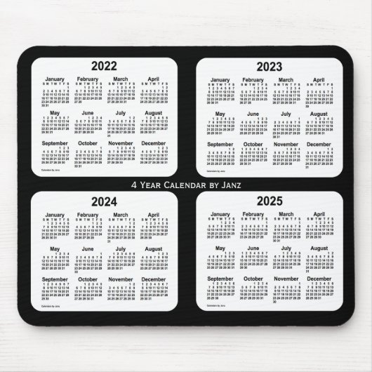 2022-2025 Agenda voor 4 jaar zwart-wit, Janz Muismat (Voorkant)