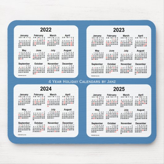 2022-2025 Steel Blue Holiday Agenda van Janz Muismat (Voorkant)