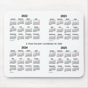 2022-2025 White Holiday Calendar van Janz Muismat