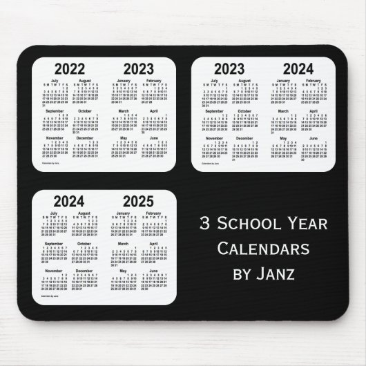 2022-2025 Zwarte Neon Schoolkalenders van Janz Muismat (Voorkant)